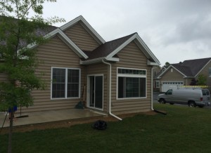 House with new addition after installation