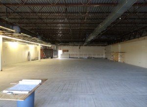 Interior of Title boxing club during renovation process