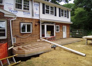 Exterior of home under construction for addition