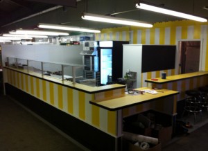 Interior of Hildy's kitchen area after new construction